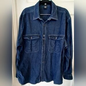 Preowned Marithe Francois Girbaud Mens Denim Button Down Men's Shirt Large